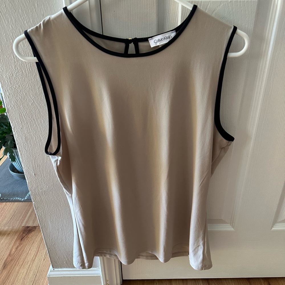 Calvin Klein Women's Beige Sleeveless Blouse